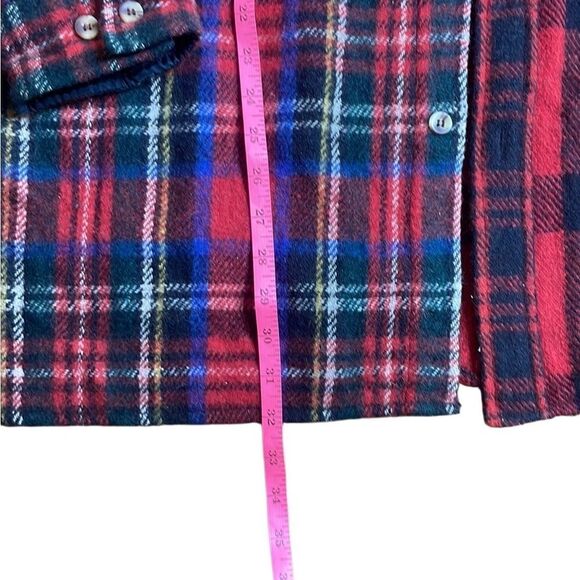 90s Vintagee Nautica Patchwork Wool Plaid Flannel Shacket XL Red Jacket - Picture 5 of 6